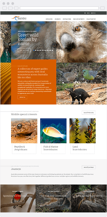 Screenshot of the Australian Wildlife Collection website built using SproutCMS 3.0